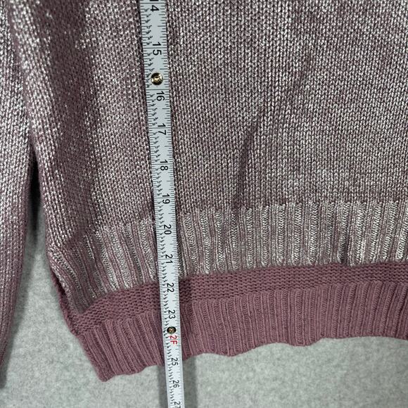 Bisou Sweater Womens Small Pink Silver Metallic Shimmery Painted Futuristic - Picture 5 of 9